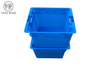 مربع جعبه های جعبه پلاستیکی با قفس درجه مواد غذایی 505 * 410 * 320 میلی متر آبی / خاکستری