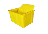 جعبه جعبه های پلاستیکی زرد رنگ با حصیر برای بازیافت مجدد تجاری